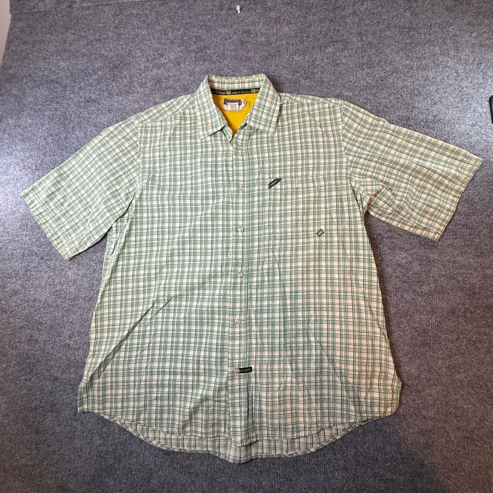 Ecko Unltd Mens Large Green Plaid Short Sleeve Button Down Streetwear Rhino